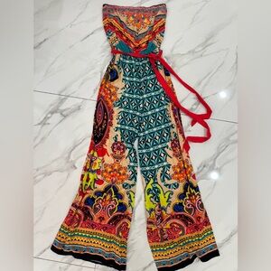 Colorful Strapless Jumpsuit